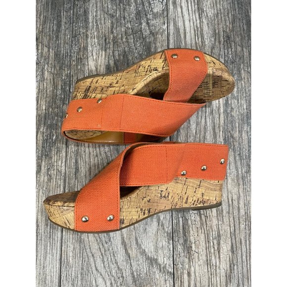 STYLE & CO Womens Open Toe Leather Slip On Platform Wedge Sandals Cork Size 6 - Picture 7 of 12